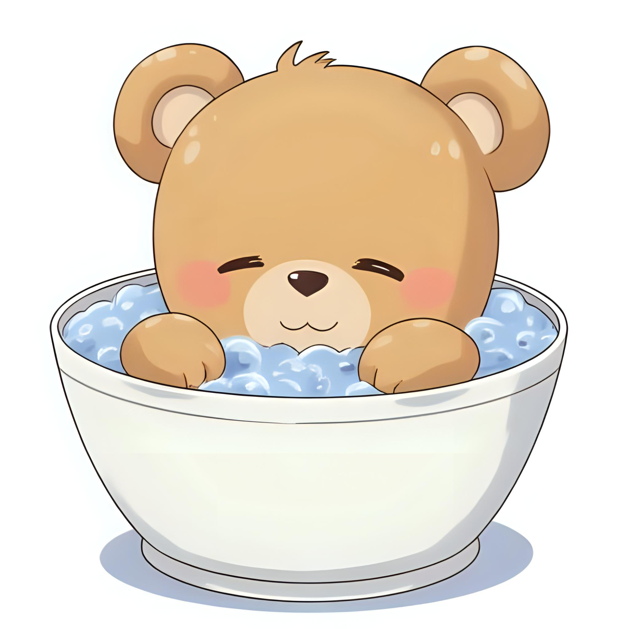 Illustration of teddy bear in a bubble bath